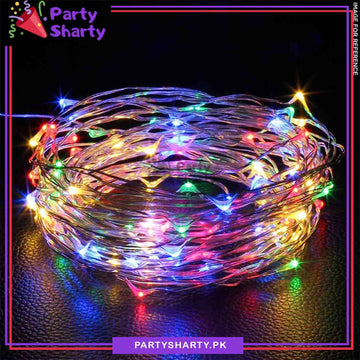 Multi Color Copper Wire Battery Operated Still Fairy Lights - Battery Operated 7 Feet Length Multi Color For Party Decoration